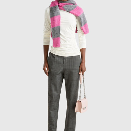 Kadın Antrasit Viskoz Karışımlı Tamamı Desenli Beli Lastikli Pantolon