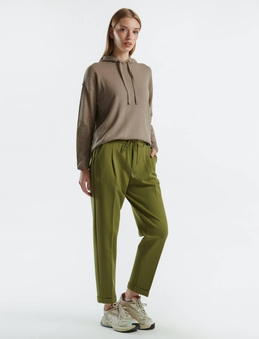 Kadın Haki Beli Lastikli Pantolon Kadın Haki Beli Lastikli Pantolon