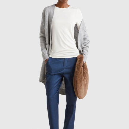 Kadın Lacivert Viskoz Karışımlı Tamamı Desenli Beli Lastikli Pantolon