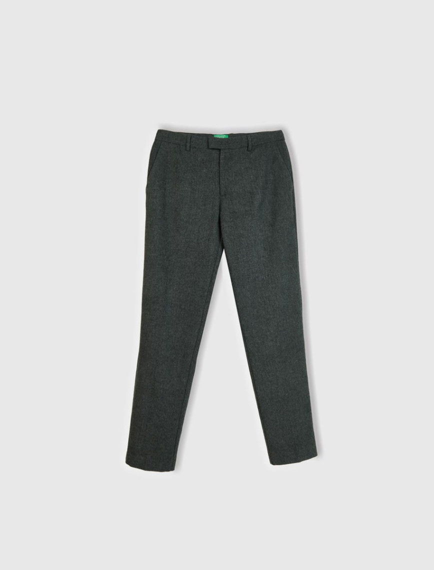 Erkek Antrasit Yün Karışımlı Dar Kesim Pantolon Erkek Antrasit Yün Karışımlı Dar Kesim Pantolon