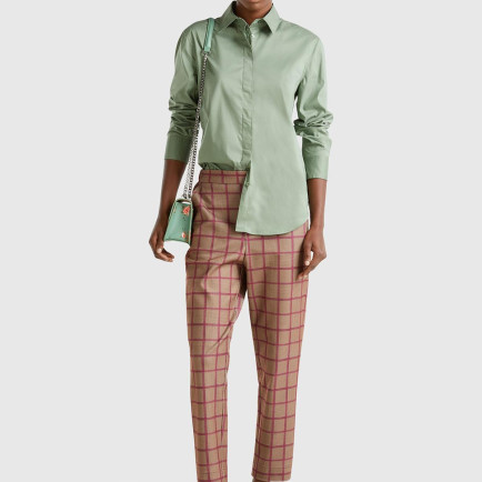 Kadın Kahverengi Viskoz Karışımlı Tamamı Desenli Beli Lastikli Pantolon