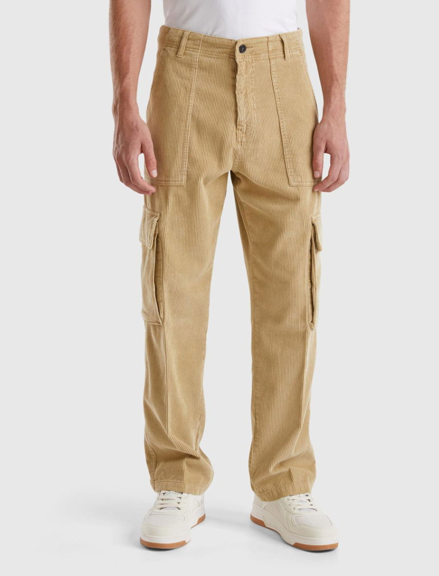 Erkek Bej %100 Pamuk Cep Detaylı Düz Paça Kargo Pantolon Erkek Bej %100 Pamuk Cep Detaylı Düz Paça Kargo Pantolon