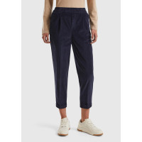 Kadın Lacivert Beli Lastikli Kadife Pantolon