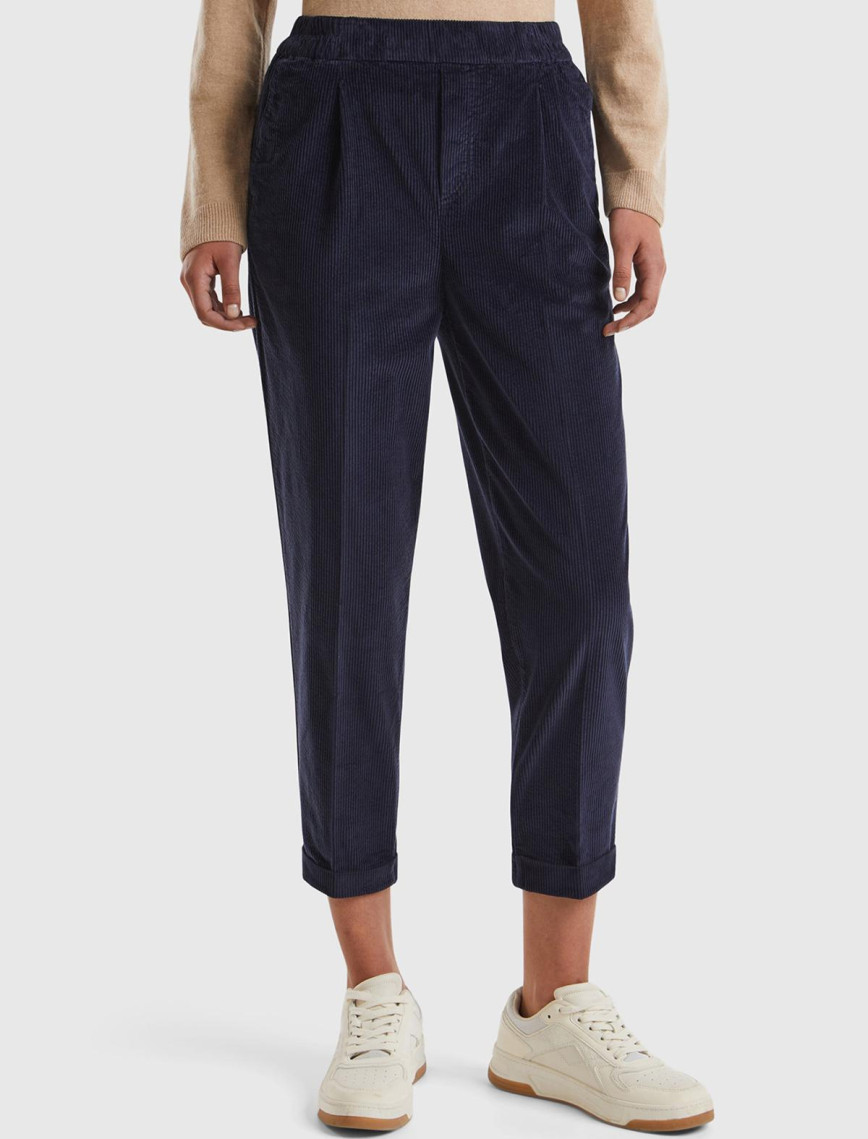 Kadın Taba Beli Lastikli Kadife Pantolon