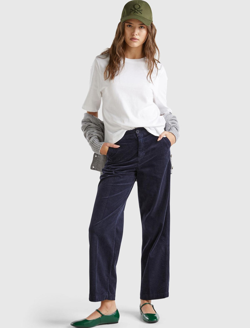 Kadın Pembe Pamuk Karışımlı Arkası Lastikli Cepli Geniş Paça Kadife Pantolon Kadın Pembe Pamuk Karışımlı Arkası Lastikli Cepli Geniş Paça Kadife Pantolon