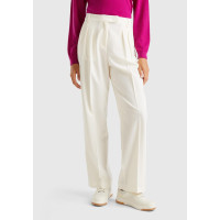 Kadın Krem Viskoz Karışımlı Arkası Kapaklı Cepli Geniş Paça Pantolon Kadın Krem Viskoz Karışımlı Arkası Kapaklı Cepli Geniş Paça Pantolon