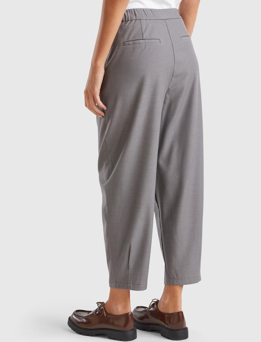 Kadın Antrasit Melanj Yün ve Viskoz Karışımlı Hafif Balon Paçalı Pantolon Kadın Antrasit Melanj Yün ve Viskoz Karışımlı Hafif Balon Paçalı Pantolon