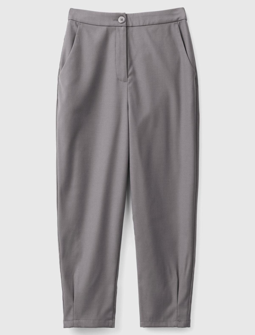 Kadın Antrasit Melanj Yün ve Viskoz Karışımlı Hafif Balon Paçalı Pantolon Kadın Antrasit Melanj Yün ve Viskoz Karışımlı Hafif Balon Paçalı Pantolon