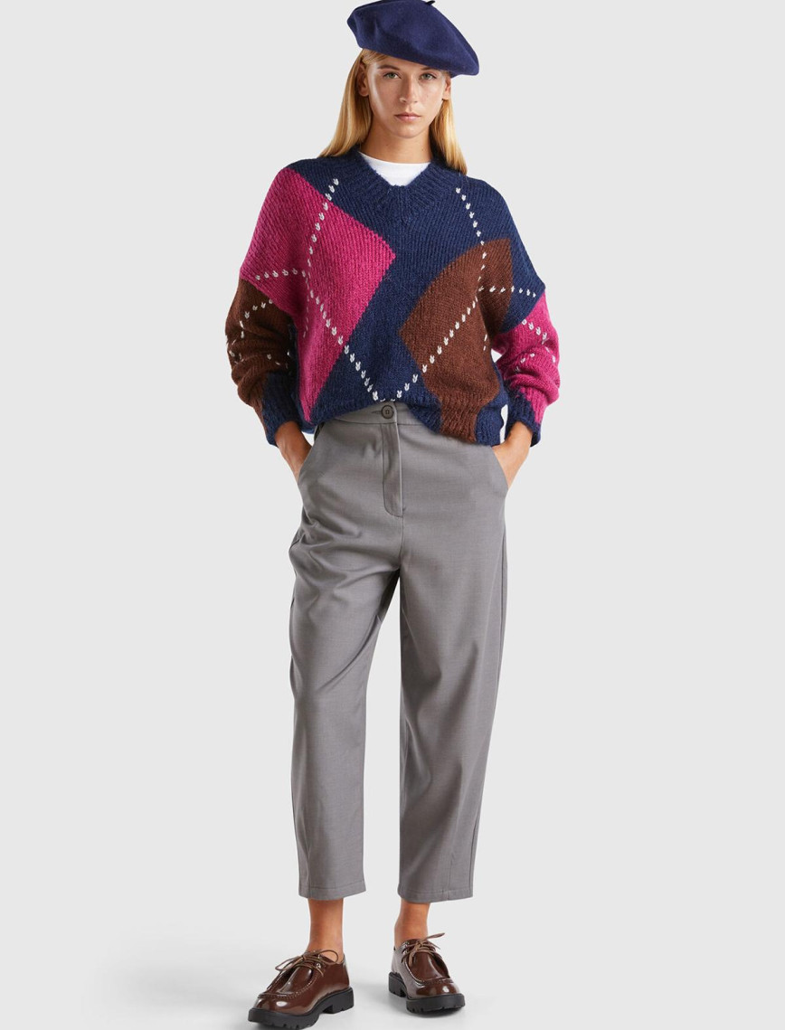 Kadın Antrasit Melanj Yün ve Viskoz Karışımlı Hafif Balon Paçalı Pantolon Kadın Antrasit Melanj Yün ve Viskoz Karışımlı Hafif Balon Paçalı Pantolon