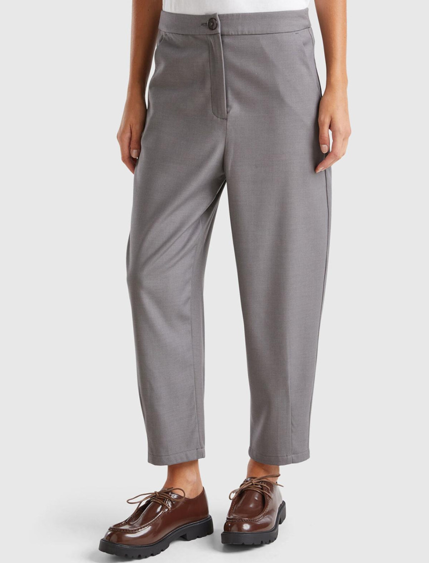 Kadın Antrasit Melanj Yün ve Viskoz Karışımlı Hafif Balon Paçalı Pantolon Kadın Antrasit Melanj Yün ve Viskoz Karışımlı Hafif Balon Paçalı Pantolon