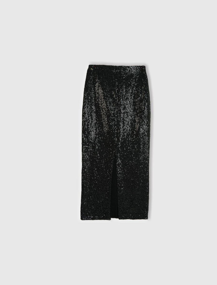 Kadın Siyah İçi Jarse Astarlı Arkası Yırtmaçlı Kalem Etek Kadın Siyah İçi Jarse Astarlı Arkası Yırtmaçlı Kalem Etek