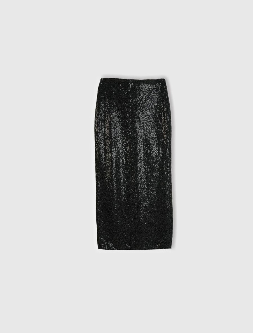 Kadın Siyah İçi Jarse Astarlı Arkası Yırtmaçlı Kalem Etek Kadın Siyah İçi Jarse Astarlı Arkası Yırtmaçlı Kalem Etek