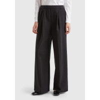 Kadın Siyah %100 Pamuk Arkası Elastik Belli Bol Paça Pantolon Kadın Siyah %100 Pamuk Arkası Elastik Belli Bol Paça Pantolon