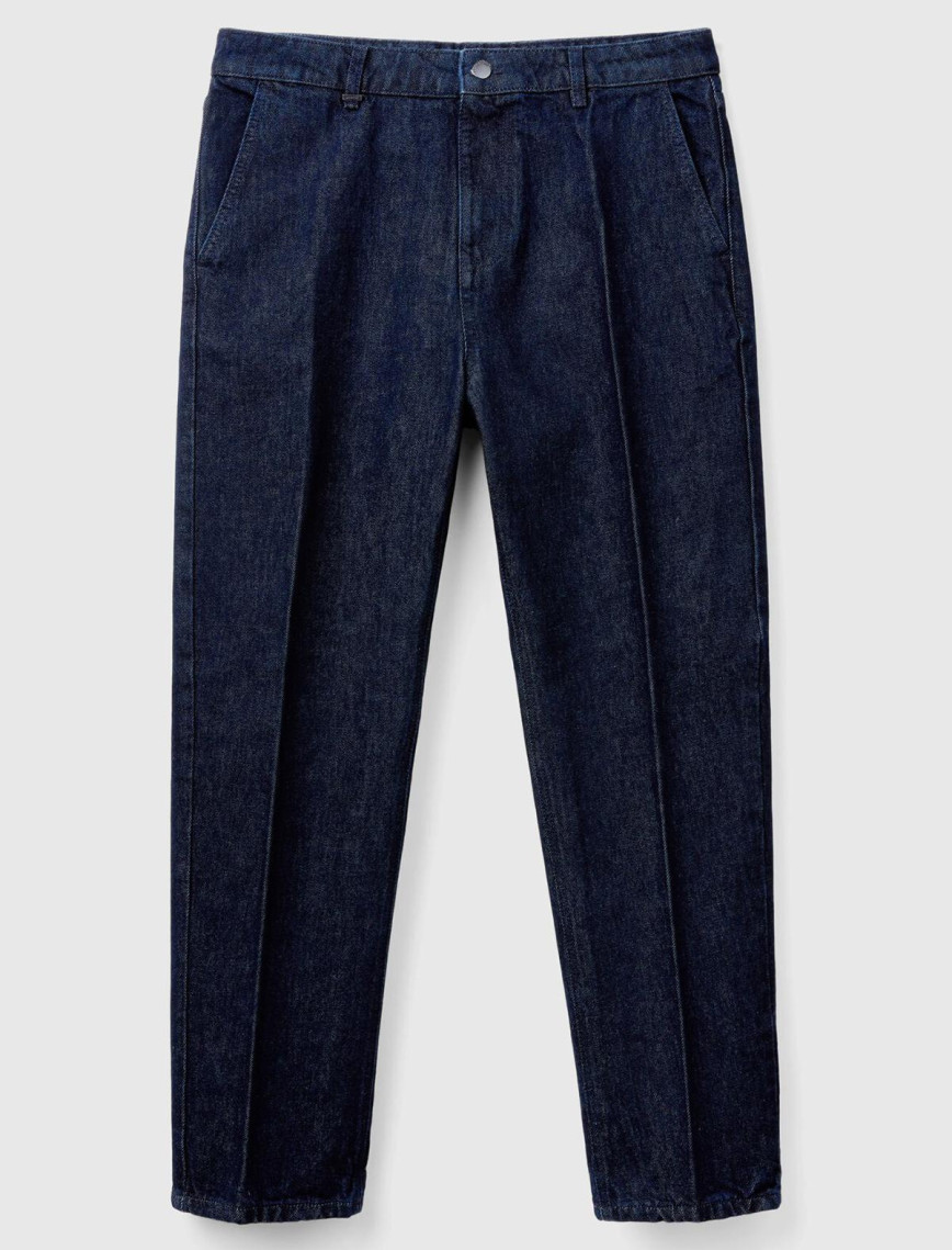 Erkek Koyu Mavi %100 Pamuk Cepli Arkası Logo Etiketli Denim Pantolon Erkek Koyu Mavi %100 Pamuk Cepli Arkası Logo Etiketli Denim Pantolon