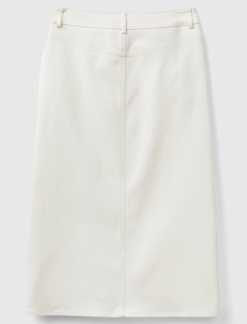 Kadın Krem Pamuk ve Viskoz Karışımlı Ortası Yırtmaçlı Midi Etek Kadın Krem Pamuk ve Viskoz Karışımlı Ortası Yırtmaçlı Midi Etek