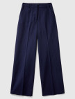 Kadın Lacivert Viskoz Karışımlı Önü Cepli İnce Çizgili Geniş Paça Pantolon Kadın Lacivert Viskoz Karışımlı Önü Cepli İnce Çizgili Geniş Paça Pantolon