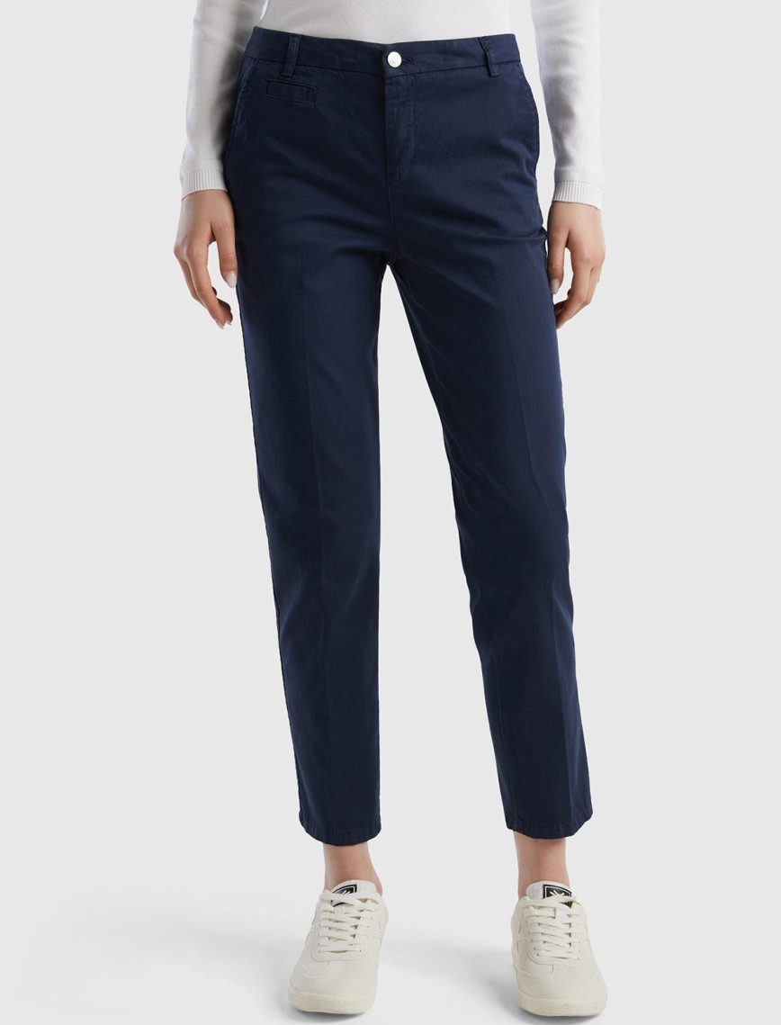 Kadın Siyah Elastanlı Basic Chino Pantolon