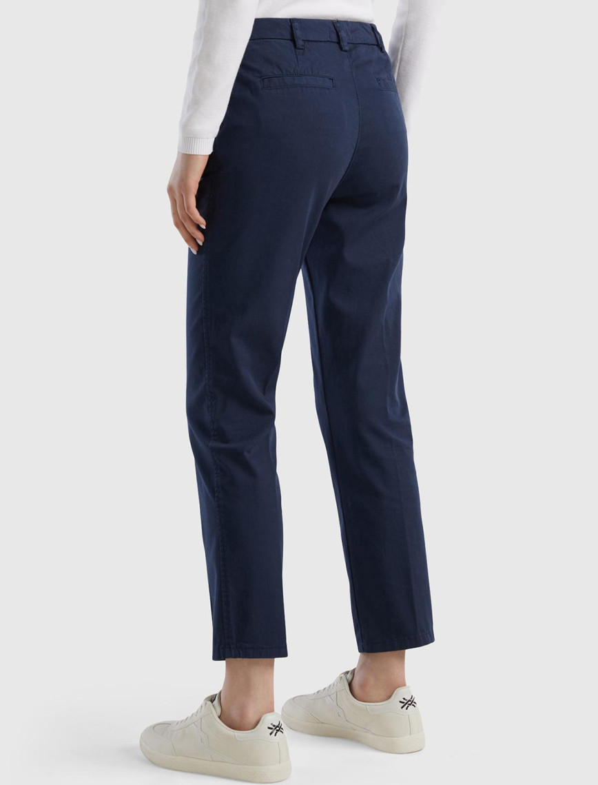 Kadın Lacivert Elastanlı Basic Chino Pantolon