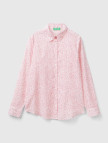 Kadın Pembe %100 Koton Desenli Gömlek