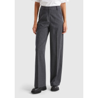 Kadın Antrasit Viskoz Karışımlı Önü Cepli İnce Çizgili Geniş Paça Pantolon Kadın Antrasit Viskoz Karışımlı Önü Cepli İnce Çizgili Geniş Paça Pantolon