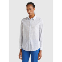 Kadın Mavi %100 Koton Desenli Gömlek