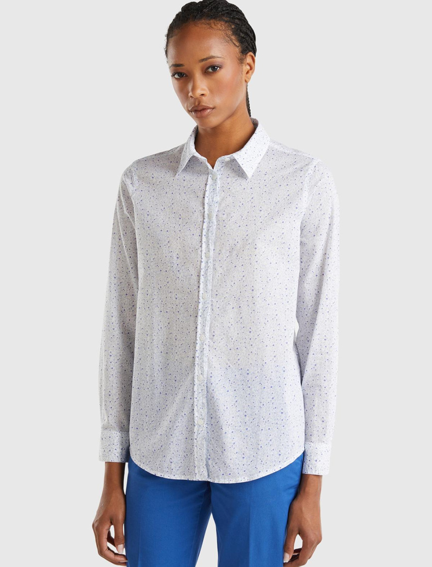 Kadın Kırmızı Mix %100 Koton Desenli Gömlek