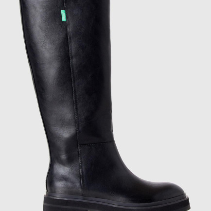 Kadın Siyah Suni Deri Uzun Bot