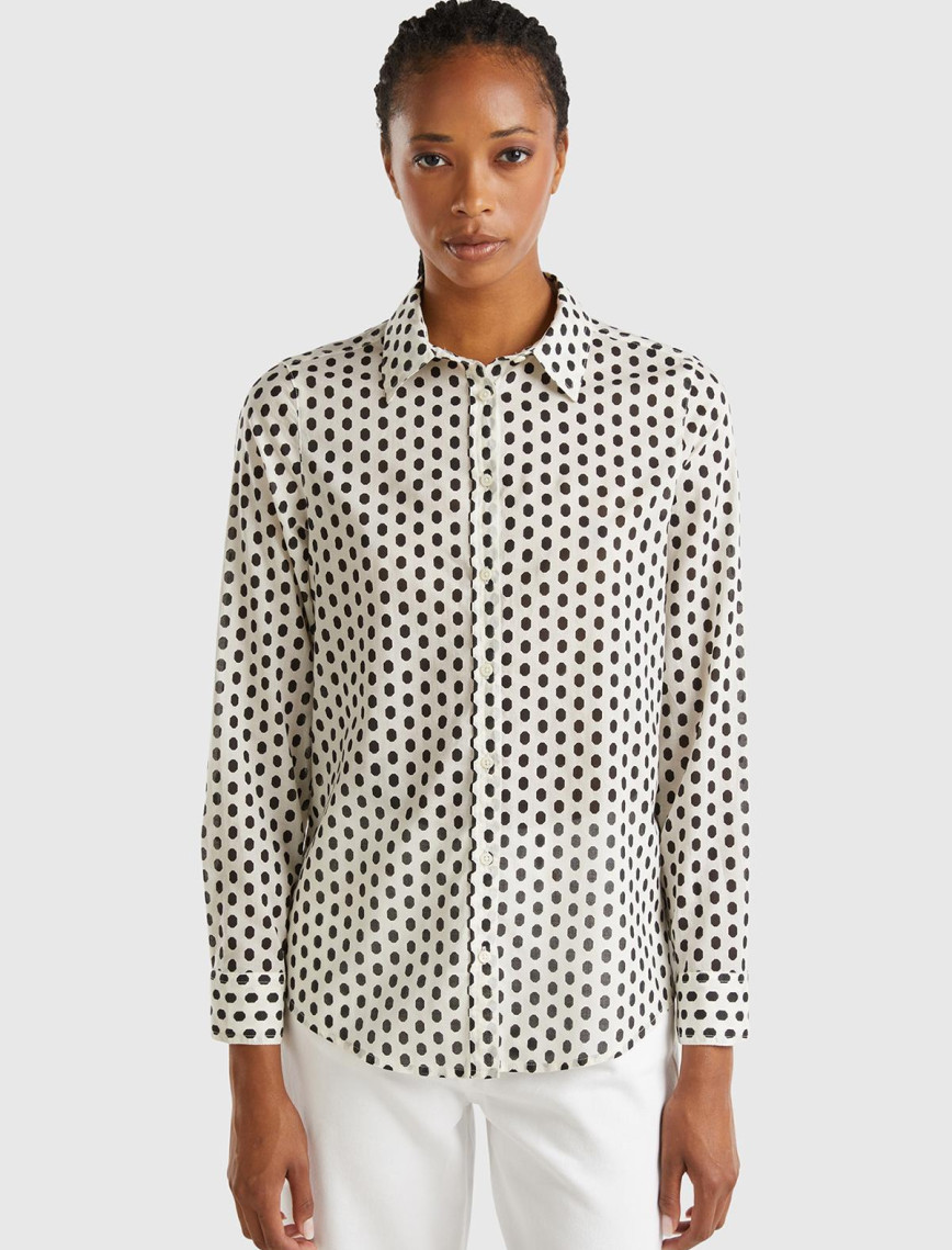 Kadın Kırmızı Mix %100 Koton Desenli Gömlek