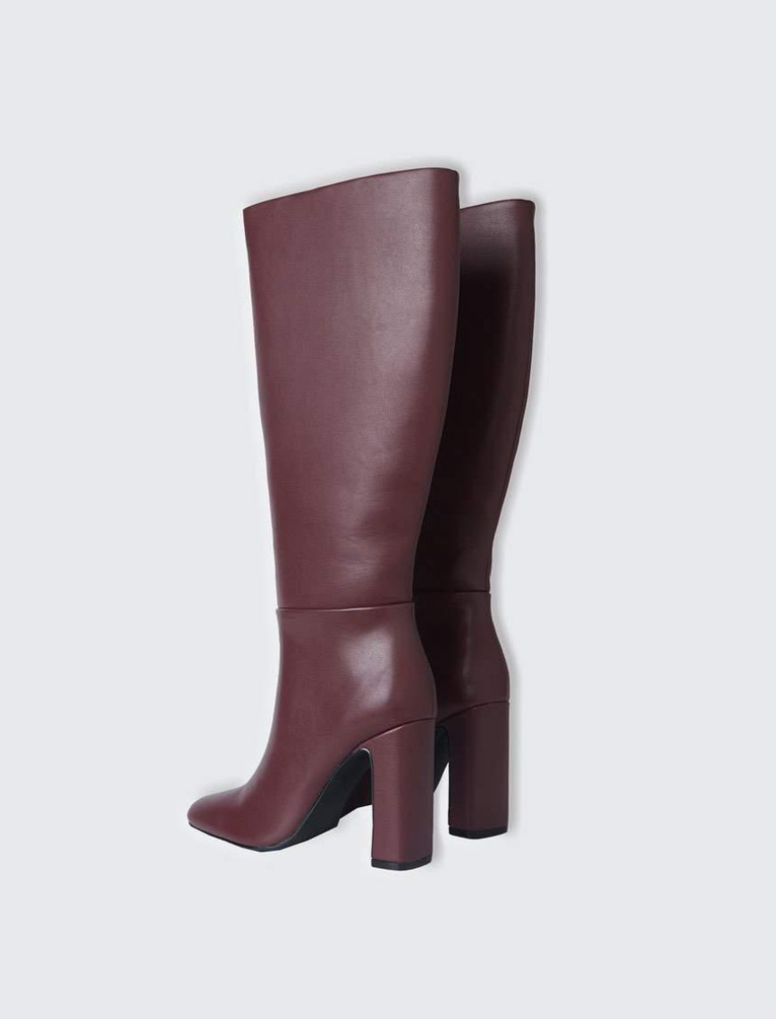 Kadın Bordo Suni Deri Uzun Çizme Kadın Bordo Suni Deri Uzun Çizme