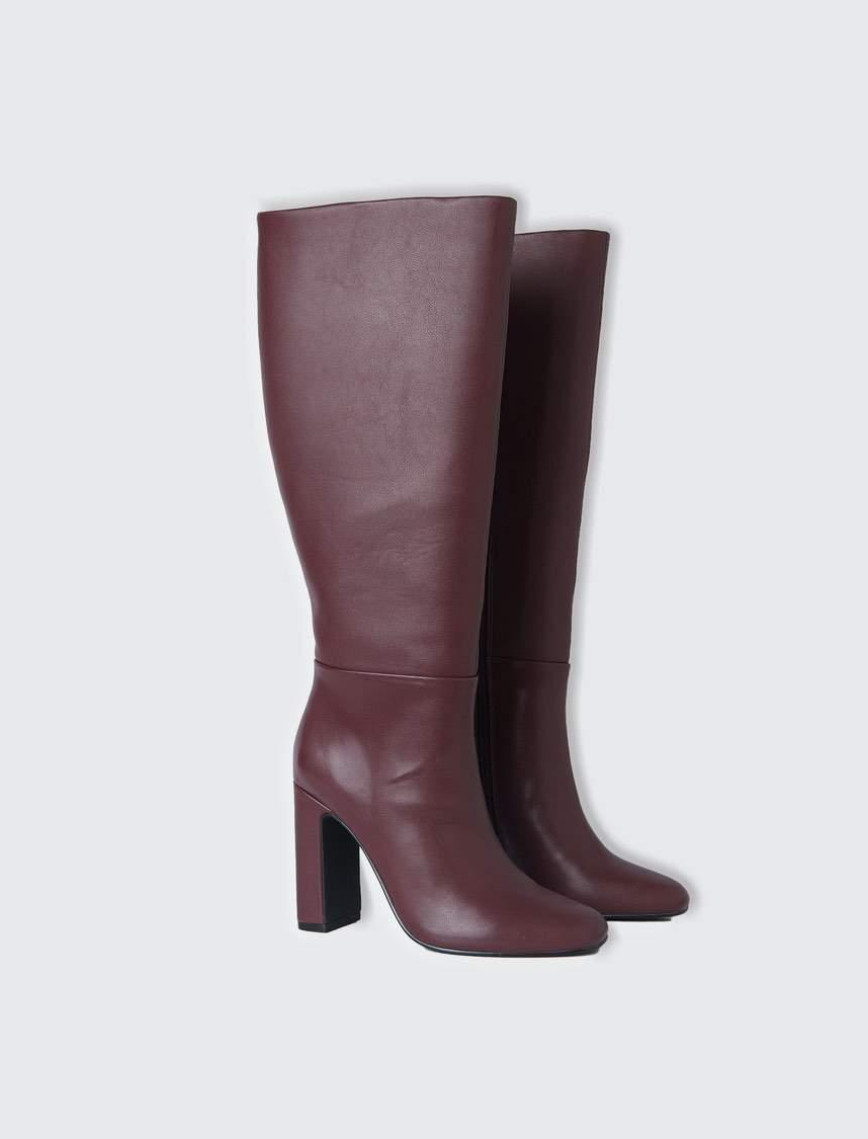 Kadın Bordo Suni Deri Uzun Çizme Kadın Bordo Suni Deri Uzun Çizme