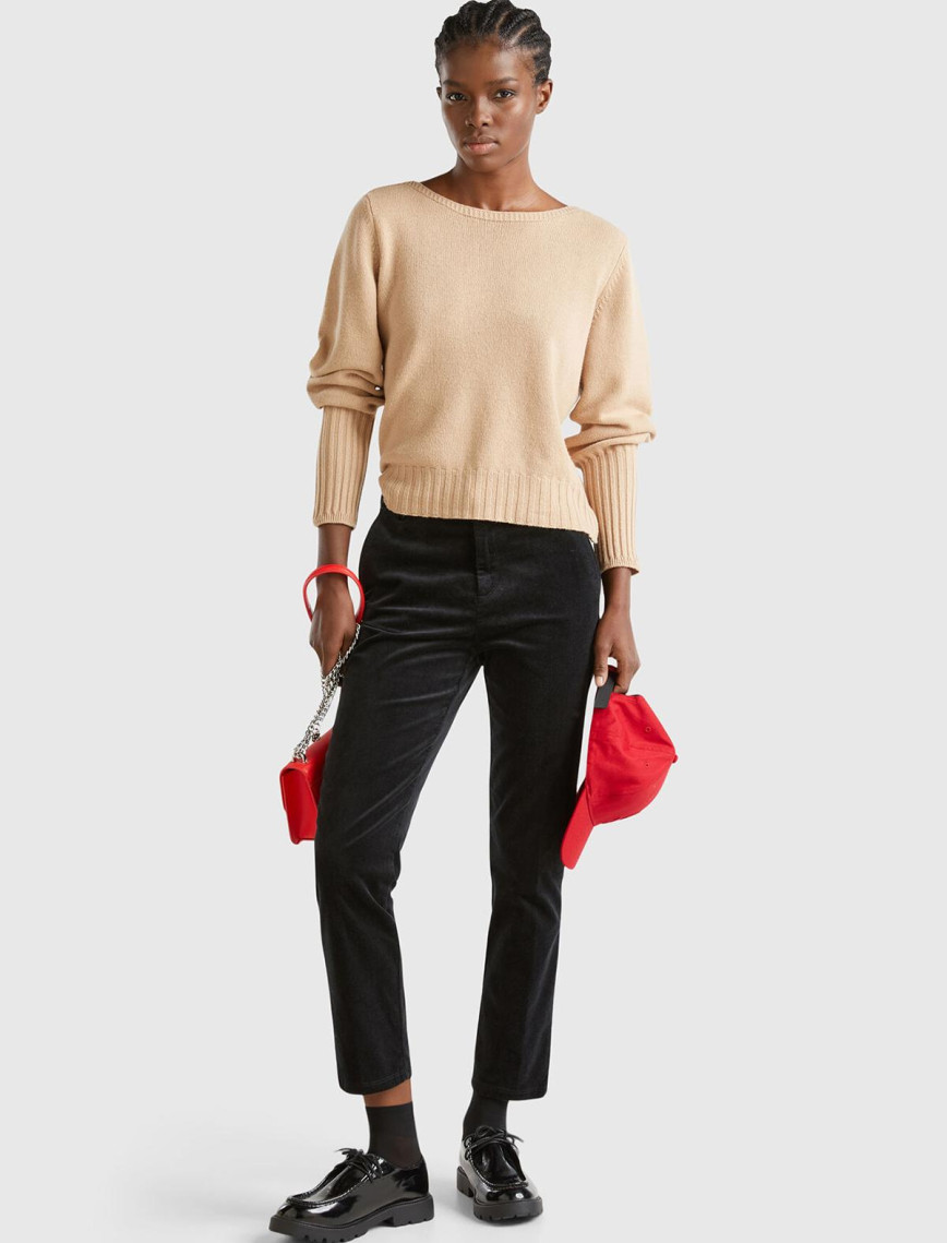 Kadın Siyah Pamuk ve Modal Karışımlı Önü Cepli Kadife Chino Pantolon Kadın Siyah Pamuk ve Modal Karışımlı Önü Cepli Kadife Chino Pantolon