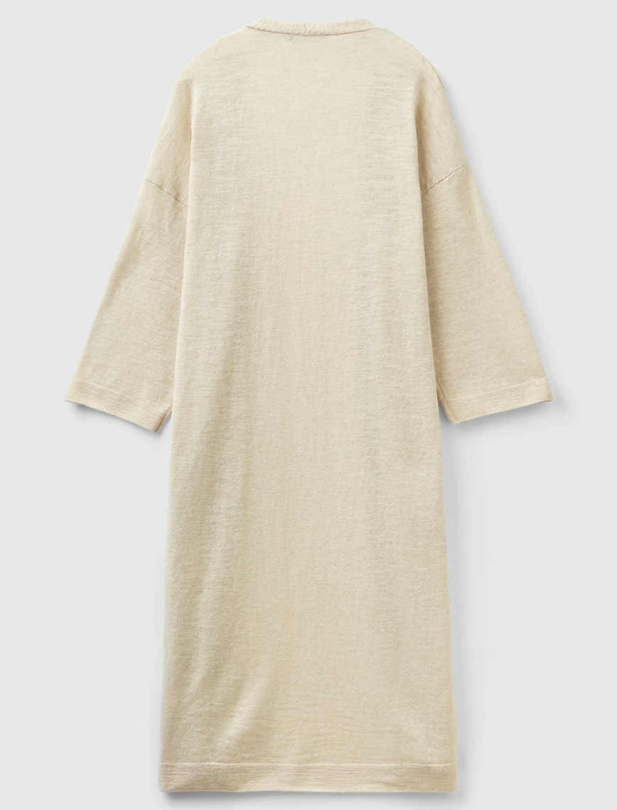 Kadın Vanilya Pamuk Keten Karışımlı Yırtmaçlı Uzun Hırka Kadın Vanilya Pamuk Keten Karışımlı Yırtmaçlı Uzun Hırka