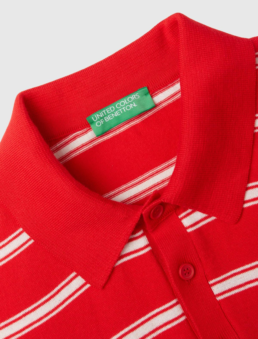 Erkek Kırmızı %100 Pamuk Çizgili 3 Düğmeli Polo Yaka Triko T-Shirt Erkek Kırmızı %100 Pamuk Çizgili 3 Düğmeli Polo Yaka Triko T-Shirt