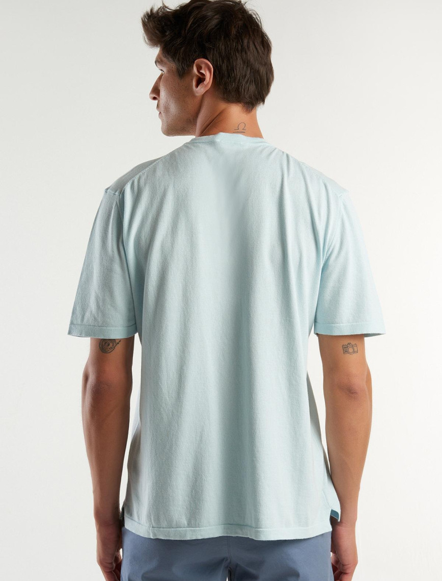 Erkek Uçuk Mavi %100 Pamuk Tek Renkli Bisiklet Yaka Triko T-Shirt Erkek Uçuk Mavi %100 Pamuk Tek Renkli Bisiklet Yaka Triko T-Shirt