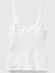 Kadın Beyaz %100 Pamuk Örgü Motifli Altı Saçaklı Kalın Askılı Triko Atlet Kadın Beyaz %100 Pamuk Örgü Motifli Altı Saçaklı Kalın Askılı Triko Atlet