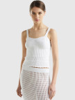 Kadın Beyaz %100 Pamuk Örgü Motifli Altı Saçaklı Kalın Askılı Triko Atlet Kadın Beyaz %100 Pamuk Örgü Motifli Altı Saçaklı Kalın Askılı Triko Atlet