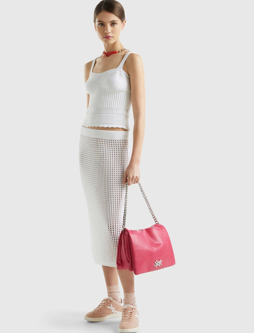 Kadın Beyaz %100 Pamuk Örgü Motifli Altı Saçaklı Kalın Askılı Triko Atlet Kadın Beyaz %100 Pamuk Örgü Motifli Altı Saçaklı Kalın Askılı Triko Atlet