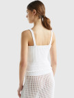Kadın Beyaz %100 Pamuk Örgü Motifli Altı Saçaklı Kalın Askılı Triko Atlet Kadın Beyaz %100 Pamuk Örgü Motifli Altı Saçaklı Kalın Askılı Triko Atlet
