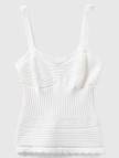 Kadın Beyaz %100 Pamuk Örgü Motifli Altı Saçaklı Kalın Askılı Triko Atlet Kadın Beyaz %100 Pamuk Örgü Motifli Altı Saçaklı Kalın Askılı Triko Atlet