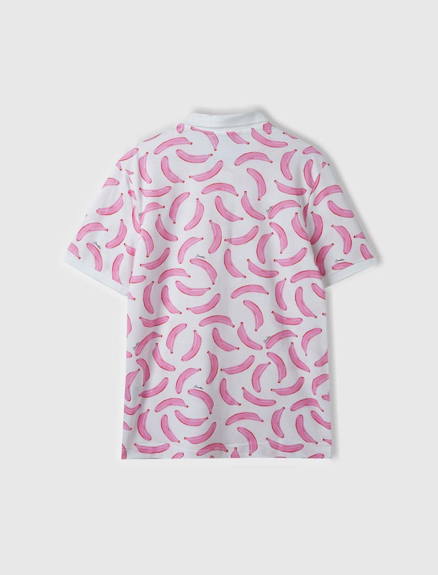 Erkek Beyaz Mix %100 Pamuk Tamamı Meyve Desenli Polo Yaka T-Shirt Erkek Beyaz Mix %100 Pamuk Tamamı Meyve Desenli Polo Yaka T-Shirt