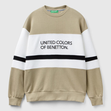 Erkek Haki %100 Pamuk Renk Bloklu Bisiklet Yaka Sweatshirt Erkek Haki %100 Pamuk Renk Bloklu Bisiklet Yaka Sweatshirt