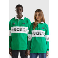 Unisex Yeşil %100 Pamuk Logo Baskılı Polo Yaka Sweatshirt