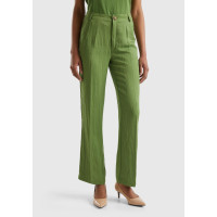 Kadın Soluk Yeşil Liyosel Karışımlı Çift Pileli Pantolon Kadın Soluk Yeşil Liyosel Karışımlı Çift Pileli Pantolon