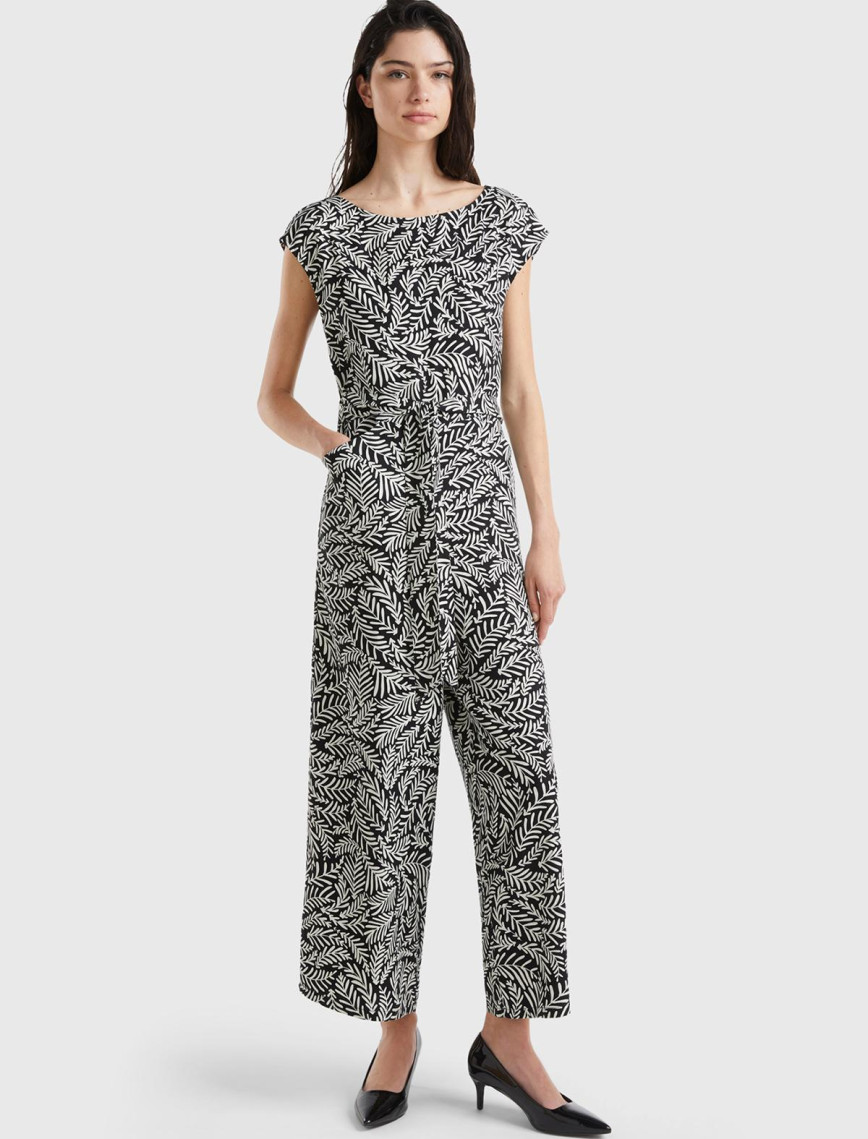 Kadın Krem Mix %100 Liyosel Tamamı Desenli Belden Bağlamalı Tulum Kadın Krem Mix %100 Liyosel Tamamı Desenli Belden Bağlamalı Tulum