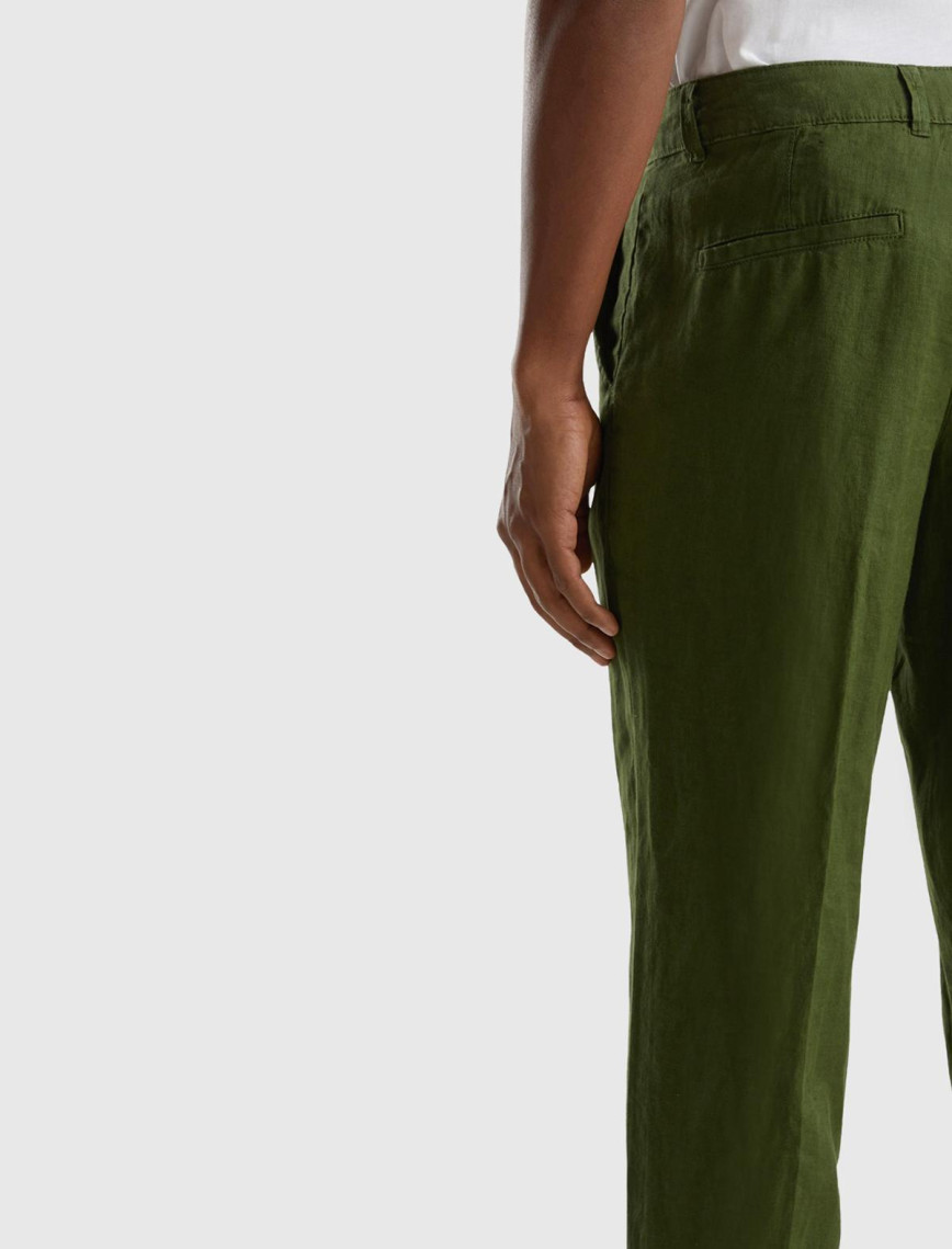 Erkek Koyu Yeşil %100 Keten Pantolon Erkek Koyu Yeşil %100 Keten Pantolon