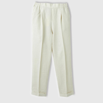 Kadın %100 Keten Beli Lastikli Pantolon