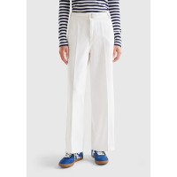 Kadın Beyaz Beli Lastikli Geniş Paça Denim Pantolon Kadın Beyaz Beli Lastikli Geniş Paça Denim Pantolon