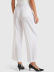 Kadın Beyaz Liyosel ve Keten Karışımlı Önü Pilili Pantolon Kadın Beyaz Liyosel ve Keten Karışımlı Önü Pilili Pantolon