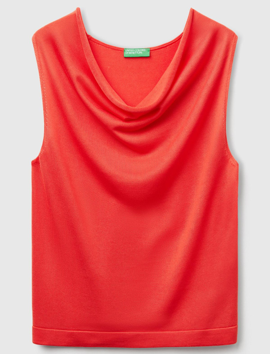 Kadın Turuncu %100 Liyosel Kolsuz Regular Fit Kazak Kadın Turuncu %100 Liyosel Kolsuz Regular Fit Kazak