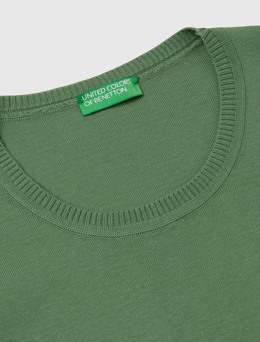 Kadın Açık Yeşil %100 Koton Bisiklet Yaka Kısa Kollu Kazak Kadın Açık Yeşil %100 Koton Bisiklet Yaka Kısa Kollu Kazak